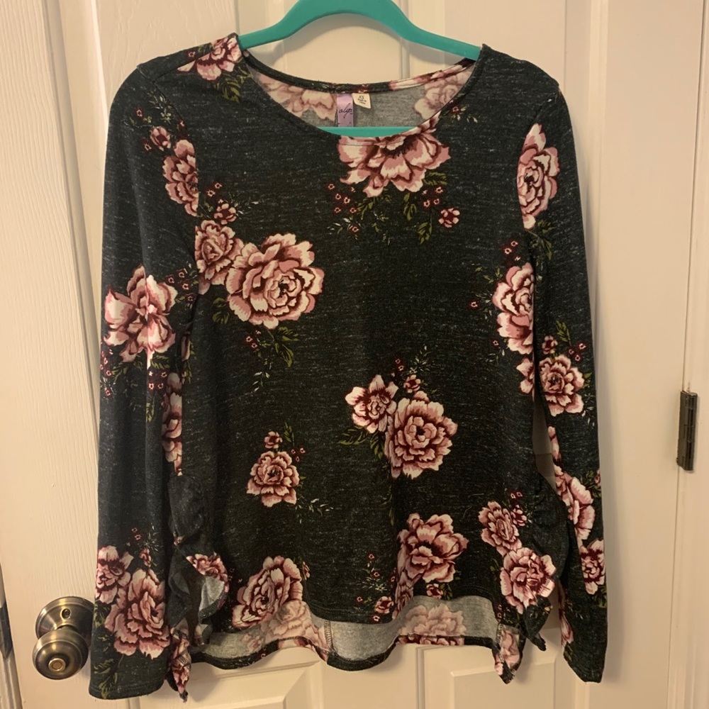 Charcoal Grey Floral Top